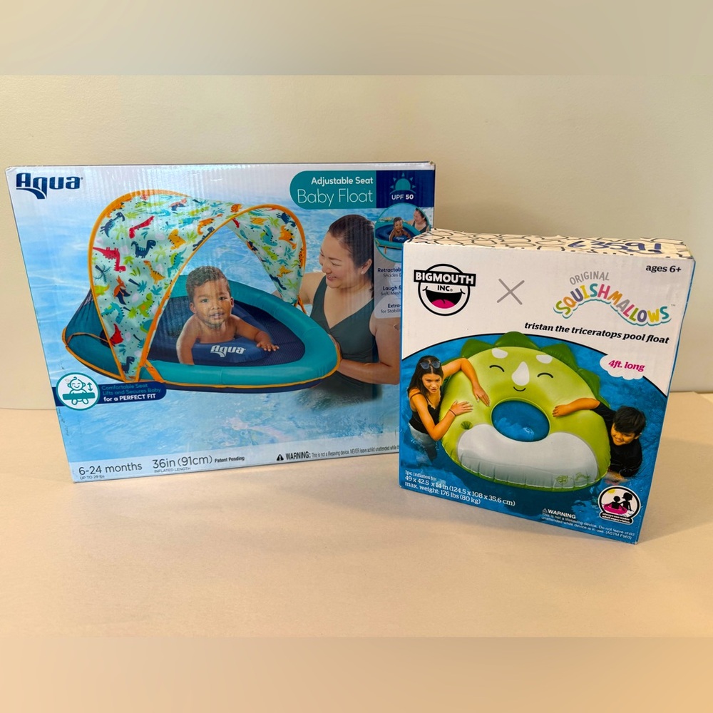 Summer SALE Bundle of 2 Dinosaur Pool Floats for the Family- 1 Baby & 1 ages 6+